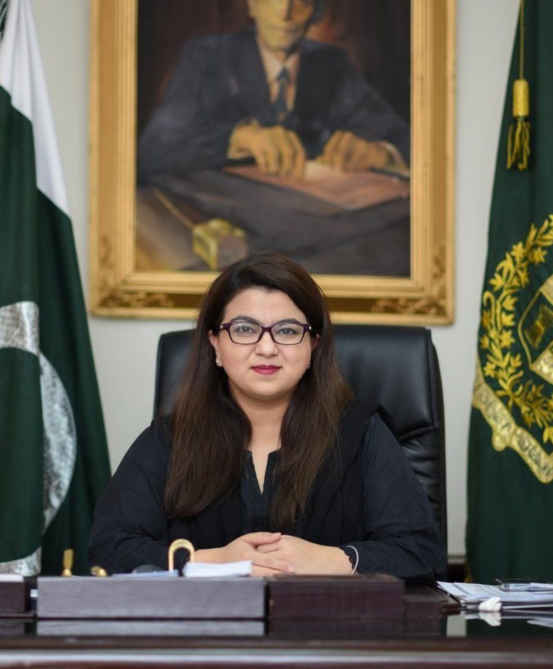 Official portrait of H.E. Shaza Fatima Khawaja, Federal Minister for IT and Telecommunication